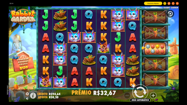 Tela do jogo base do slot Rabbit Garden